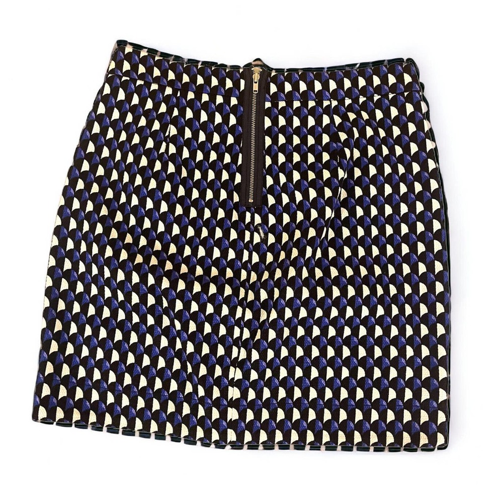 Womens JCrew Blue Black Skirt Short Size 00 Pattern Business Preppy Classic Work - Picture 2 of 7
